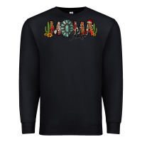 Black western christmas mama claus sunflowers and cactus Premium Sweatshirt - Jasminsmagicworld