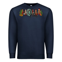 Navy western christmas mama claus sunflowers and cactus Premium Sweatshirt - Jasminsmagicworld