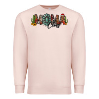 Pale Pink western christmas mama claus sunflowers and cactus Premium Sweatshirt - Jasminsmagicworld
