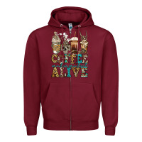 Burgundy coffee makes me feel alive skeleton coffee cups Zipper Hoodie - Jasminsmagicworld
