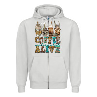 Dove Grey coffee makes me feel alive skeleton coffee cups Zipper Hoodie - Jasminsmagicworld