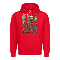 Red coffee makes me feel alive skeleton coffee cups Zipper Hoodie - Jasminsmagicworld