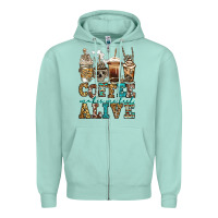 Coffee Makes Me Feel Alive Skeleton Coffee Cups Zipper Hoodie | Teevron