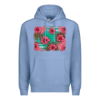 Colony Blue easter spring leopard serape background Premium Hoodie - Artiststas