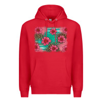 Red easter spring leopard serape background Premium Hoodie - Artiststas