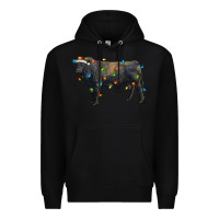 Black christmas black angus bull with christmas lights Premium Hoodie - RanaPortraitStore