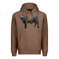 Chestnut christmas black angus bull with christmas lights Premium Hoodie - RanaPortraitStore