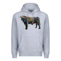 Heather Grey christmas black angus bull with christmas lights Premium Hoodie - RanaPortraitStore