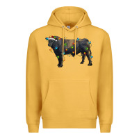 Mustard christmas black angus bull with christmas lights Premium Hoodie - RanaPortraitStore