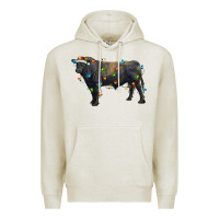 Oatmeal Heather christmas black angus bull with christmas lights Premium Hoodie - RanaPortraitStore