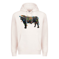Pale Pink christmas black angus bull with christmas lights Premium Hoodie - RanaPortraitStore