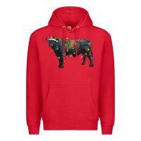 Red christmas black angus bull with christmas lights Premium Hoodie - RanaPortraitStore