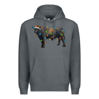 Rock christmas black angus bull with christmas lights Premium Hoodie - RanaPortraitStore
