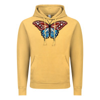 Vintage Mustard Patriotic American Butterfly Vintage Hoodie - LillyAllenDesigns