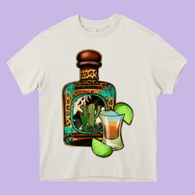 Tequila Bottle Heavy Core Tee Designed By Jasminsmagicworld