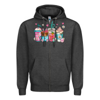 Charcoal Heather easter longhaired cow coffee cups Zipper Hoodie - Jasminsmagicworld