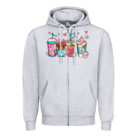 Heather Grey easter longhaired cow coffee cups Zipper Hoodie - Jasminsmagicworld