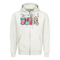 Oatmeal Heather easter longhaired cow coffee cups Zipper Hoodie - Jasminsmagicworld