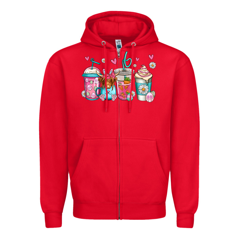 Easter Longhaired Cow Coffee Cups Zipper Hoodie by Jasminsmagicworld | Teevron