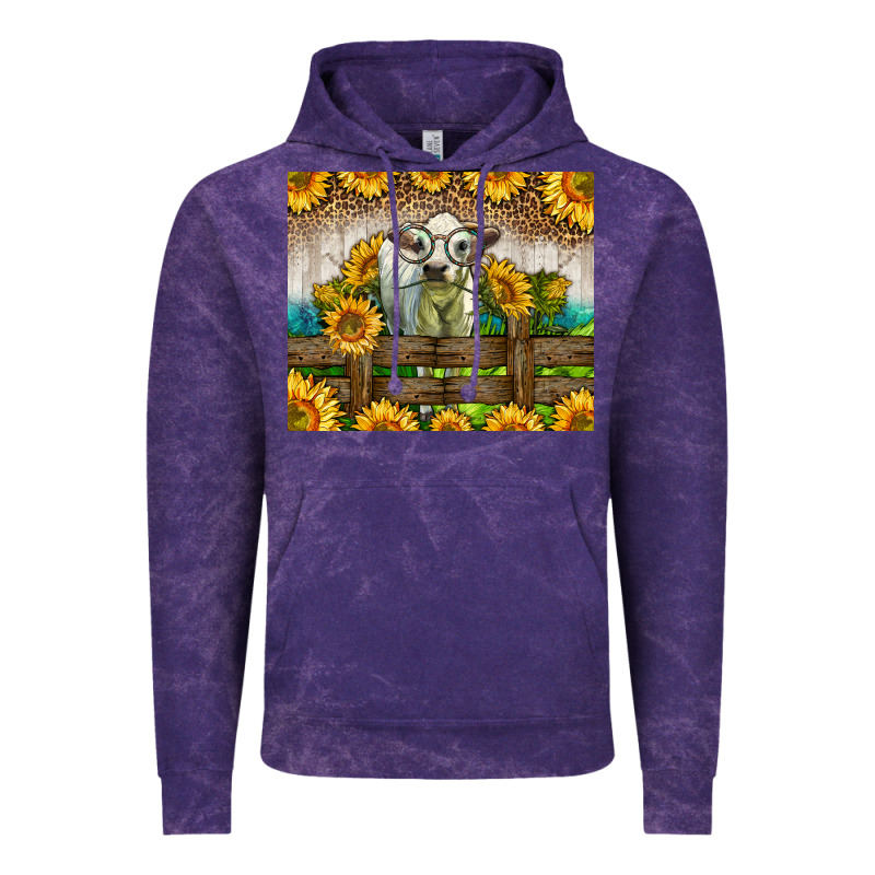 Western Charolais Heifer With Sunflowers Vintage Hoodie by LillyAllenDesigns | Teevron