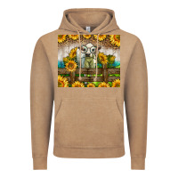 Vintage Coffee Western Charolais Heifer With Sunflowers Vintage Hoodie - LillyAllenDesigns