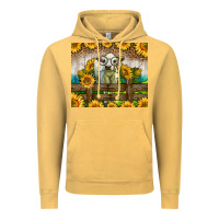 Vintage Mustard Western Charolais Heifer With Sunflowers Vintage Hoodie - LillyAllenDesigns
