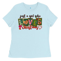 Baby Blue Just A Girl Who Loves Christmas Ladies Tee - FaDigitalArtStudio
