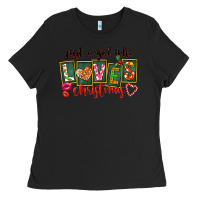Black Just A Girl Who Loves Christmas Ladies Tee - FaDigitalArtStudio