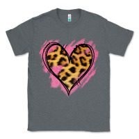 Charcoal Heather Leopard Pink Glitter Heart Classic Tee - Jasminsmagicworld