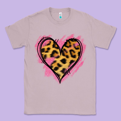 Leopard Pink Glitter Heart Classic Tee Designed By Jasminsmagicworld