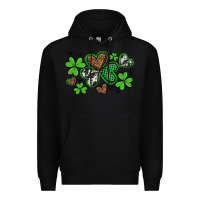 Black western st patricks day shamrocks and hearts Premium Hoodie - Artiststas