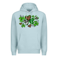 Blue Mist western st patricks day shamrocks and hearts Premium Hoodie - Artiststas