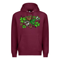 Burgundy western st patricks day shamrocks and hearts Premium Hoodie - Artiststas