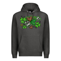 Charcoal Heather western st patricks day shamrocks and hearts Premium Hoodie - Artiststas