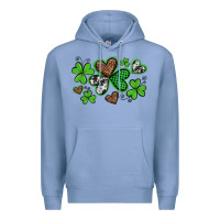 Colony Blue western st patricks day shamrocks and hearts Premium Hoodie - Artiststas