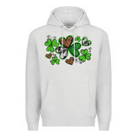 Dove Grey western st patricks day shamrocks and hearts Premium Hoodie - Artiststas
