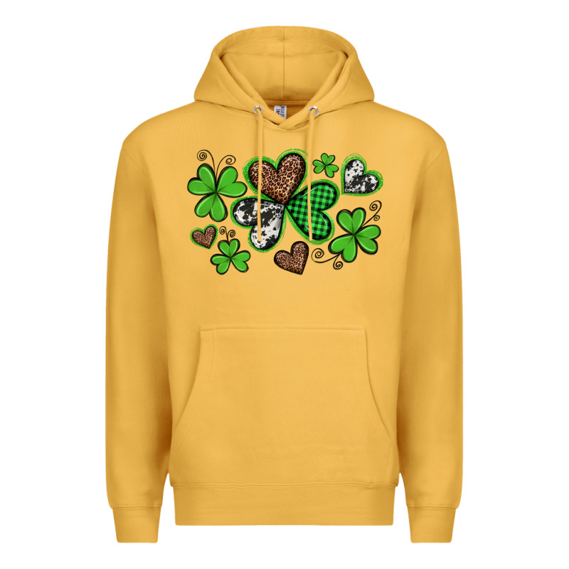 Western St Patricks Day Shamrocks And Hearts Premium Hoodie by Artiststas | Teevron