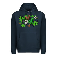 Navy western st patricks day shamrocks and hearts Premium Hoodie - Artiststas
