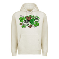 Oatmeal Heather western st patricks day shamrocks and hearts Premium Hoodie - Artiststas