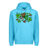 Ocean Blue western st patricks day shamrocks and hearts Premium Hoodie - Artiststas