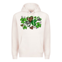 Pale Pink western st patricks day shamrocks and hearts Premium Hoodie - Artiststas
