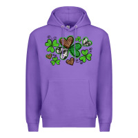 Purple western st patricks day shamrocks and hearts Premium Hoodie - Artiststas
