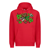 Red western st patricks day shamrocks and hearts Premium Hoodie - Artiststas