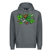 Rock western st patricks day shamrocks and hearts Premium Hoodie - Artiststas