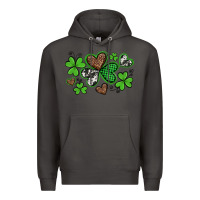 Smoke western st patricks day shamrocks and hearts Premium Hoodie - Artiststas