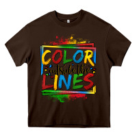 Chocolate Brown color outside the lines autism Heavy Core Tee - OliviaCreatesArt
