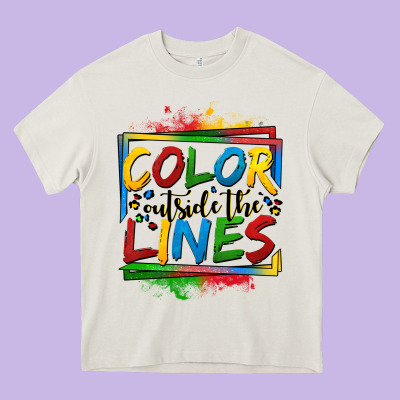 Color Outside The Lines Autism Heavy Core Tee Designed By Oliviacreatesart