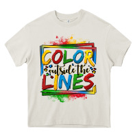 Cream color outside the lines autism Heavy Core Tee - OliviaCreatesArt