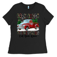Black Farm Fresh Christmas Trees Cut Your Own Ladies Tee - FaDigitalArtStudio