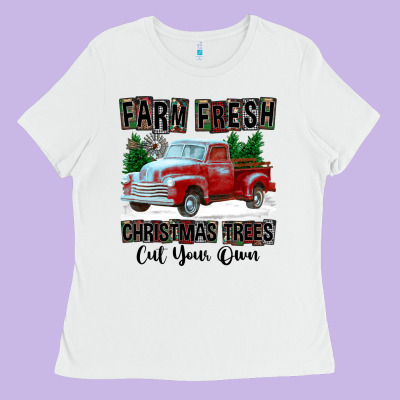 Farm Fresh Christmas Trees Cut Your Own Ladies Tee Designed By Fadigitalartstudio